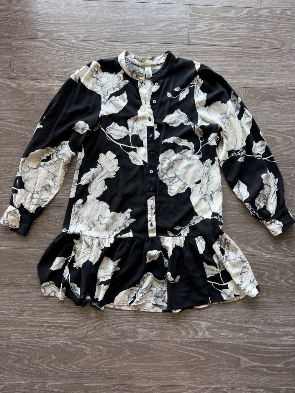 H&M Black and White Floral Mini Dress